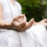 Close up of yoga hands mudra