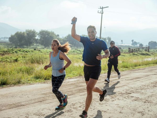 Person feeling energetic after morning exercise outdoors